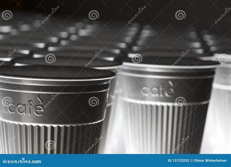 Plastic Coffee Cups In Line Stock Photo Image Of Coffee Disposable