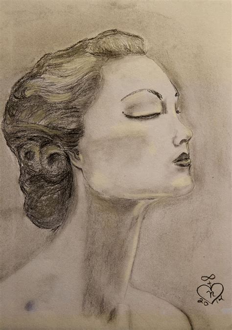 Old Hollywood Womans Profile Drawing By Tracy Hayden