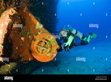Diver Explore The Inside Of Wreck Uss Anderson Destroyer Marshall Islands Bikini Atoll
