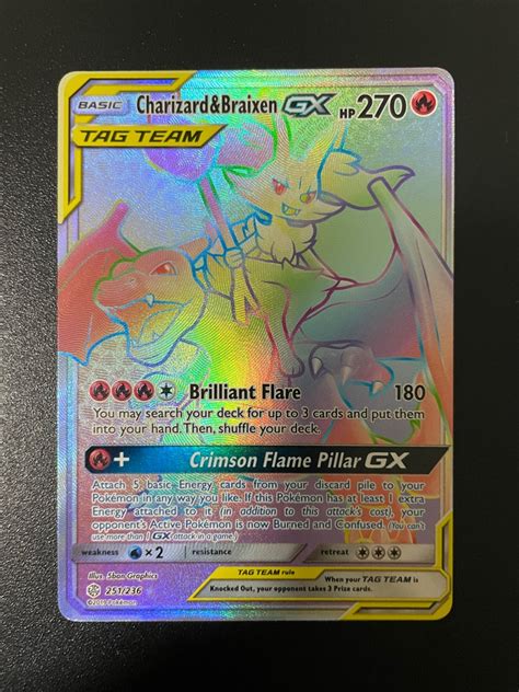 Pokemon TCG Charizard Braixen GX 251 236 Hyper Rare Sun Moon