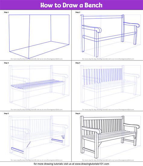 How To Draw A Bench Furniture Step By Step Drawingtutorials