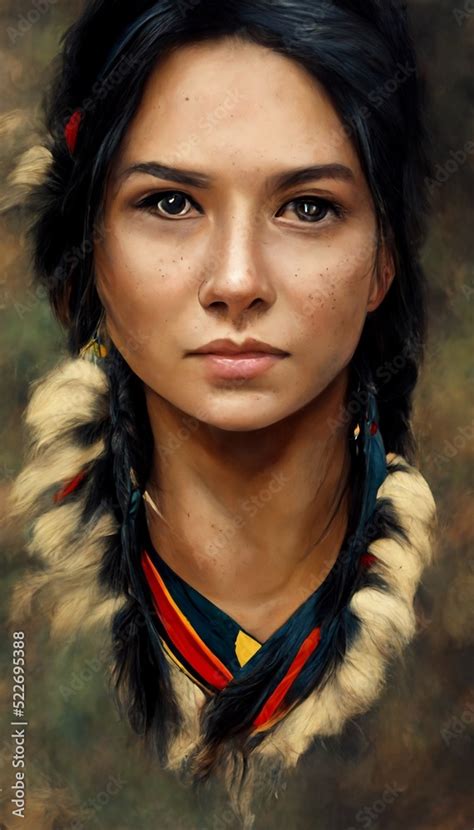 Portrait Of A Fictional Comanche Indian Woman An Ancient Indian