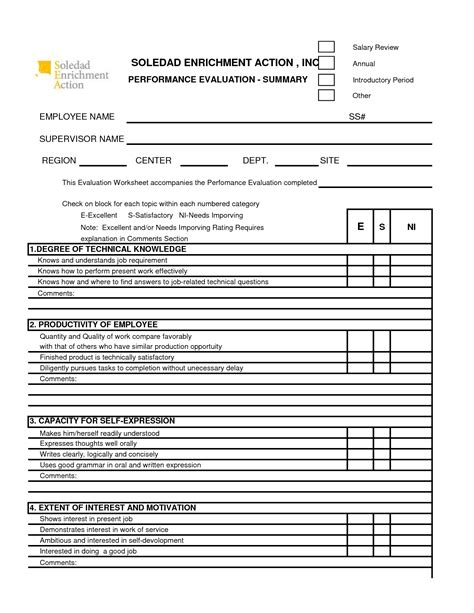 Free Employee Performance Review Templates Smartsheet Free Employee