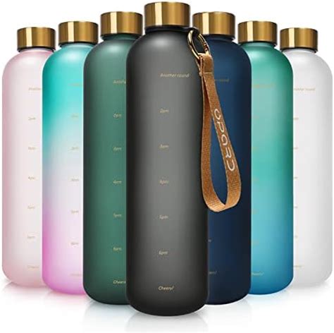 Amazon Healthywish Water Bottles With Times To Drink Gold Lid