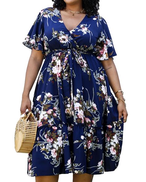 Plus Size Navy Floral Dress