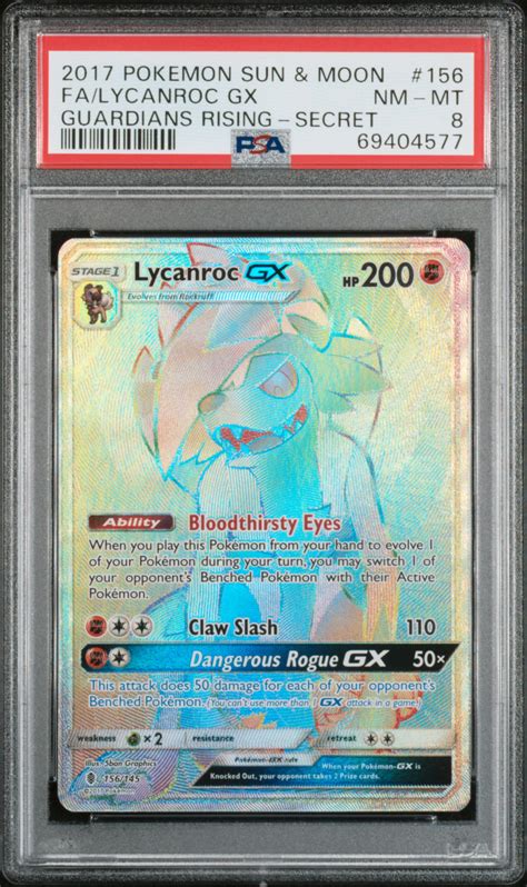 Lycanroc Gx 2017 Sun And Moon Guardians Rising 156 145 Holo Secret Psa 8 Price Guide Sports