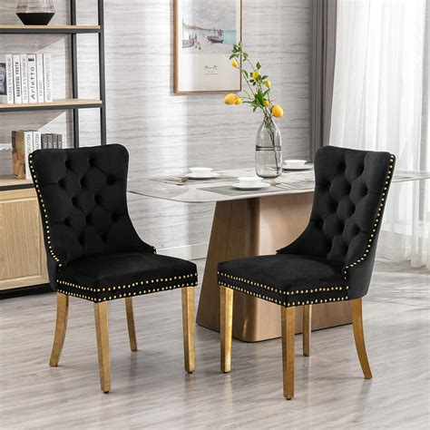 Lz Leisure Zone Velvet Dining Chairs Set Of 2 Upholstered Accent Chairs With Gold