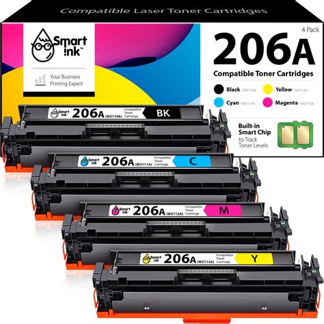 Get Compatible Hp 206a Toner Cartridge Set 4 Pack Combo Smart Ink