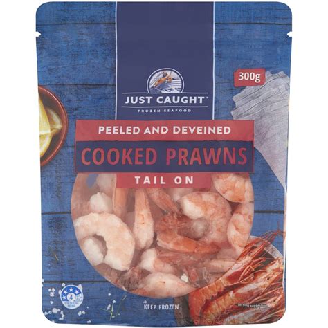 Just Caught Cooked Prawns Tail On G Woolworths