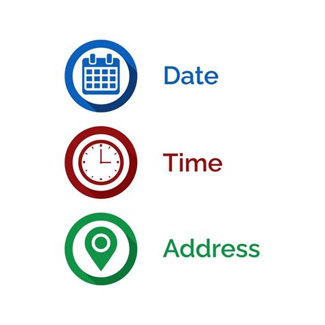 Date Time Address Or Place Icons Symbol Vector Art At Vecteezy