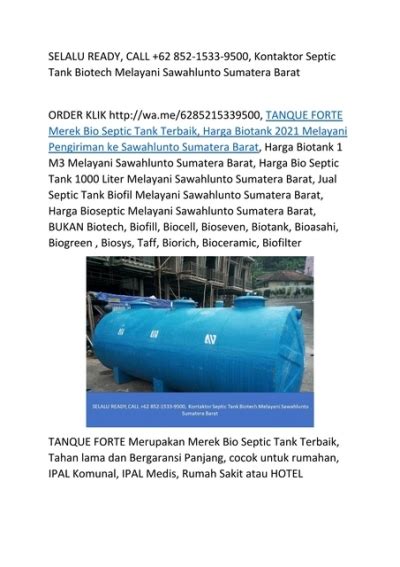 Selalu Ready Call Kontaktor Septic Tank Biotech