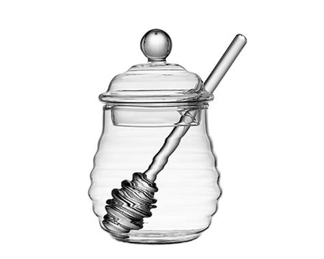 Glass Honey Jar With Dipper 500ml Best Glass Honey Pot