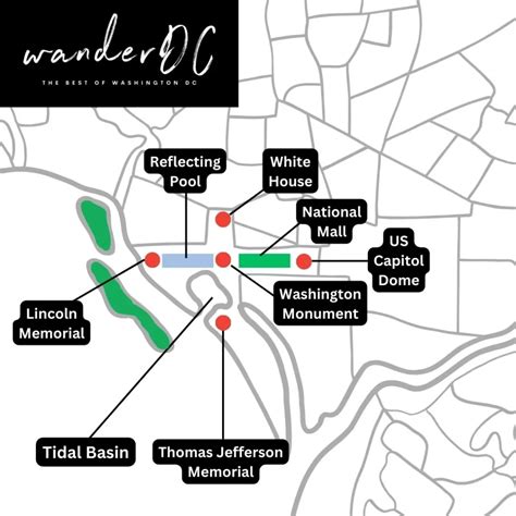 Layout Of Washington DC Monuments And Memorials - WanderDC