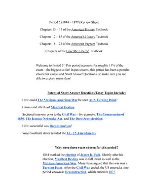 Apush Extra Credit Period Review Sheet Google Docs