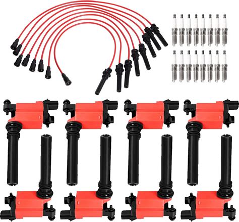 Amazon ENA Set Of 8 Red Ignition Coil Pack With Red Wire Set And