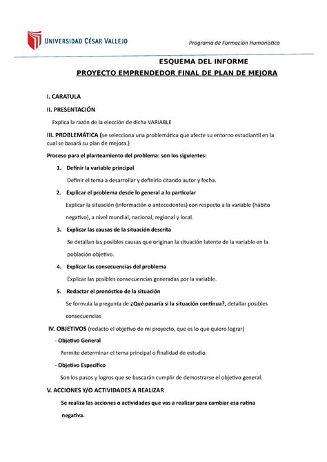 Esquema De Proyecto Plan Emprendedor Parte Ii Programa De Formaci N