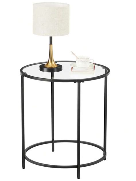 Vasagle Round Side Table Glass End Table With Metal Frame Gold Coffee Table With Modern Style