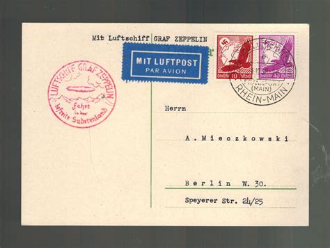 Sudetenland Germany Graf Zeppelin Pc Cover Lz To Berlin