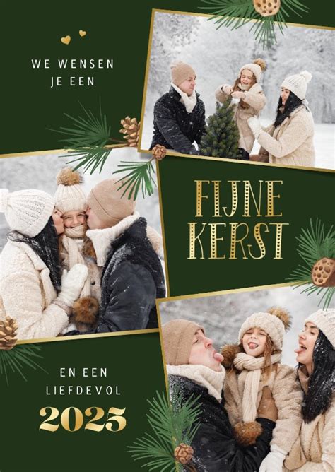 Kerstkaart Fotocollage Fijne Kerst 2025 Kaartje2go