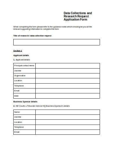 Free Research Data Collection Form Samples Templates In Pdf Ms Word