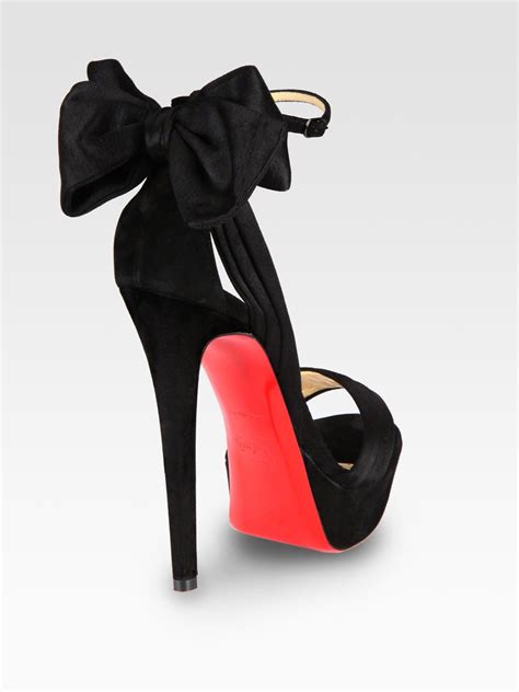 Christian Louboutin Black Satin And Suede Bow Platform Sandals Heels Me Too Shoes Women Shoes