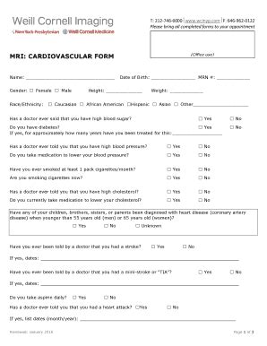 Fillable Online Cardiovascular Mri Screening Form Fax Email Print