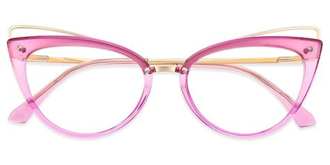 Women Glasses Medium Tm89193 Clear Bright Pink Gold Tr Metal Cat Eye