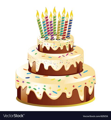 Birthday Cake And Candle Royalty Free Vector Image