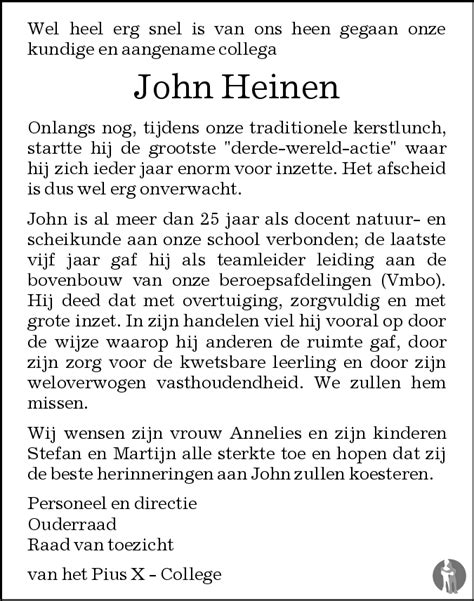 John Heinen Overlijdensbericht En Condoleances Mensenlinq Nl