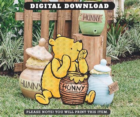 Classic Winnie The Pooh Eating Honey In Hunny Jar Printable Large