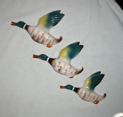 Keele St Pottery Set Of Hand Painted Graduated Flying Ducks For Wall