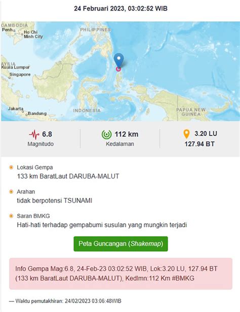 Maluku Utara Diguncang Gempa Magnitudo