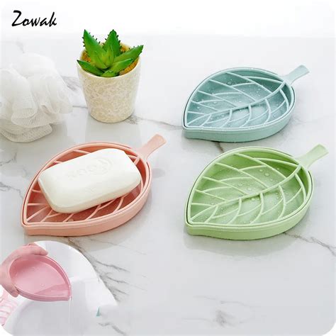 Leaf Shape Soap Dish Soap Dish Holder Bathroom Soap Holder For Shower Drain Soap Case Sink Deck ...