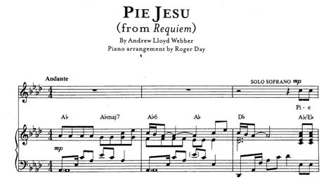 Pie Jesu From Requiem Andrew Lloyd Webber Piano Accompaniment