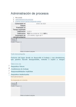 Ex 4 Examen semana 4 Administración de procesos Administración de