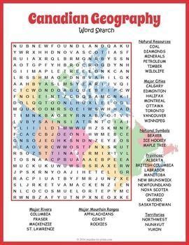 All About Canada Geography Word Search Puzzle All About Canada