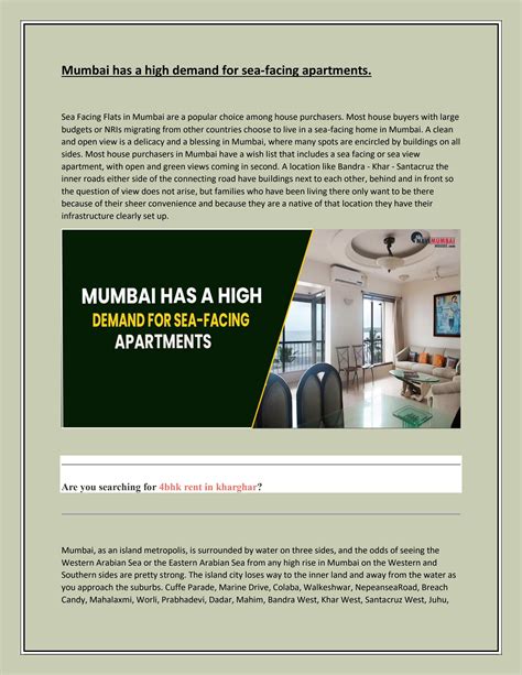 Mumbai Has A High Demand For Sea Facing Apartments By Nhmhouses Issuu