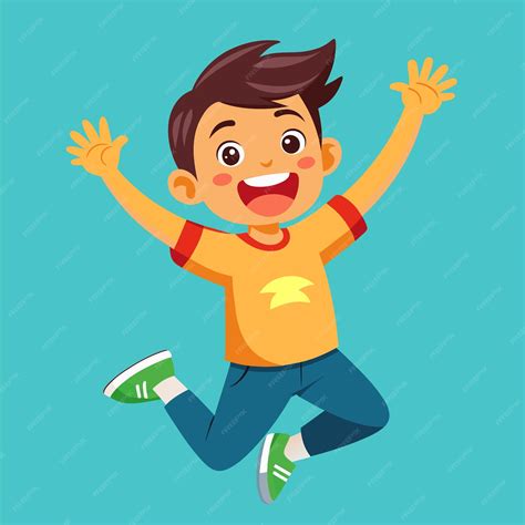 Premium Vector Boy Jumping Cheerfully Vector