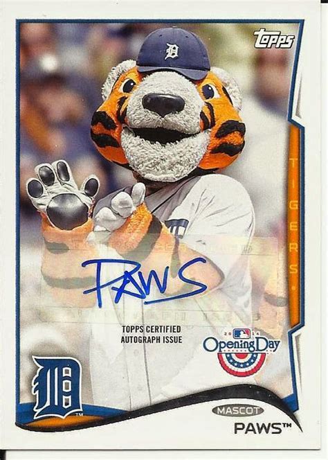 Autographed, or should I say PAWtographed? | Mascot, Detroit tigers, Baseball cards