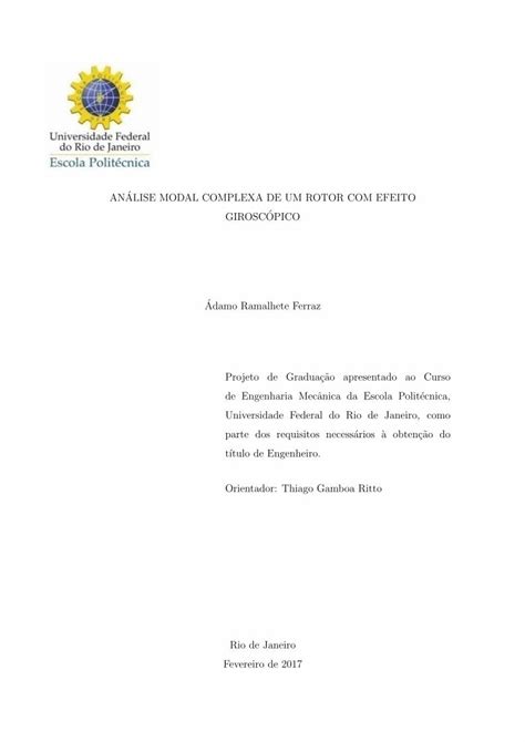 PDF Análise Modal Complexa de um Rotor Efeito monografias poli