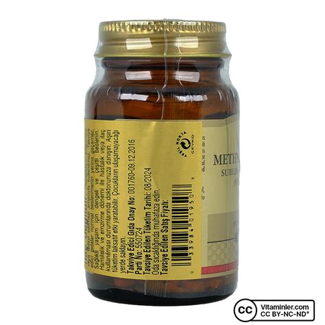 Solgar Methylcobalamin B Mcg Dilalt Tableti B Vitaminleri