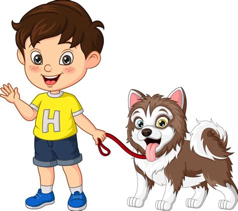 niño de dibujos animados con su perro 5112881 Vector en Vecteezy