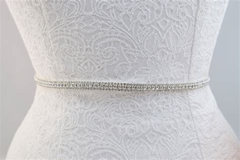 Eym B Clear Crystal Rhinestone Thin Bridal Belt