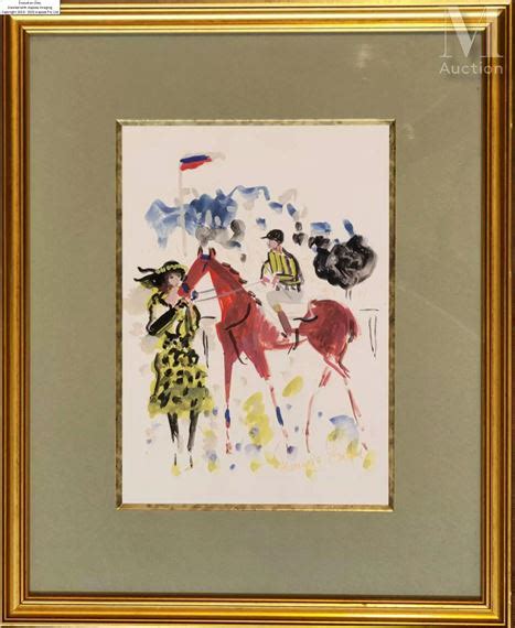 Maurice Empi Course Hippique Au Jockey Et Sa Femme Gouache Et Encre