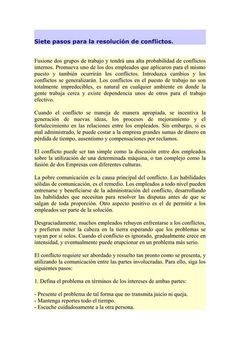 Siete pasos para la resolución de conflictos 1 PDF Descarga Gratuita