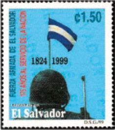 الطابع Flag of El Salvador and Soldier السلفادور Army of El Salvador