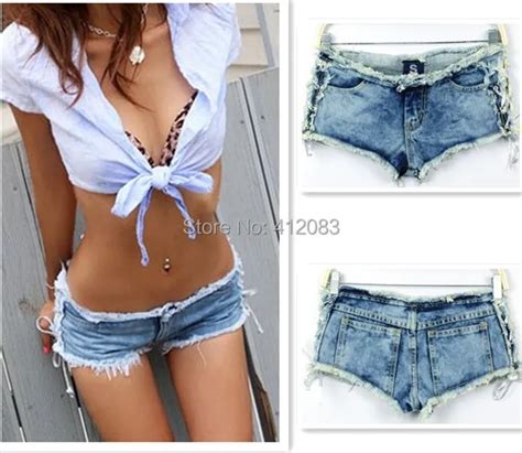 2014 Sidepiece Bandage Ultra Low Waisted Sex Novelty Short Jeans Sexy Shorts Women Jeans Sexy