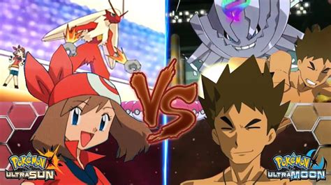 Pokemon Battle Usum Pokemon May Vs Brock Brock Vs May Youtube