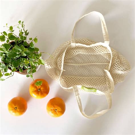 Juego 3 bolsas malla algodón orgánico para comprar frutas y verduras