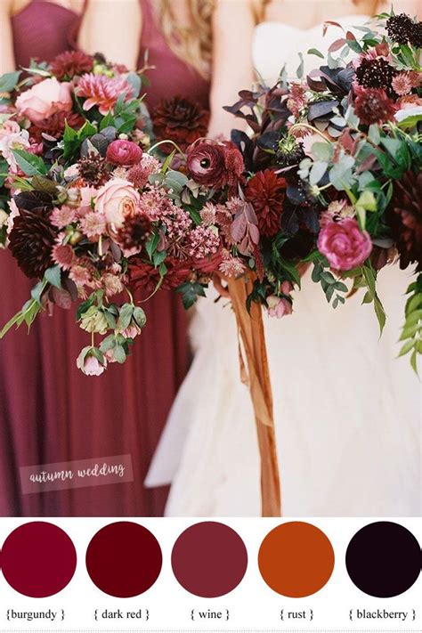 Burgundy Dark Red Rust And Wine Fall Wedding Color Schemes Fall